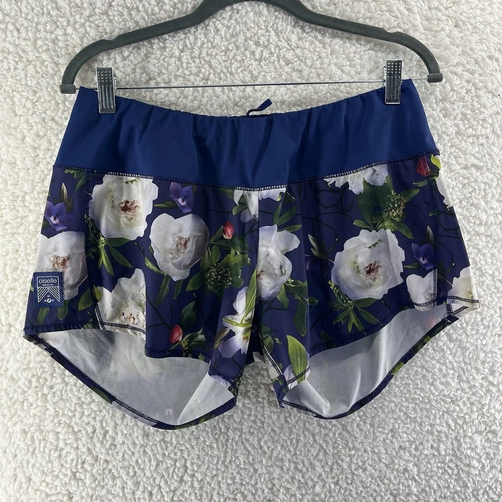 Oiselle Roga Shorts Women's Size 8 Blue Peony Casual Active Gym Workout Lined - Picture 1 of 10